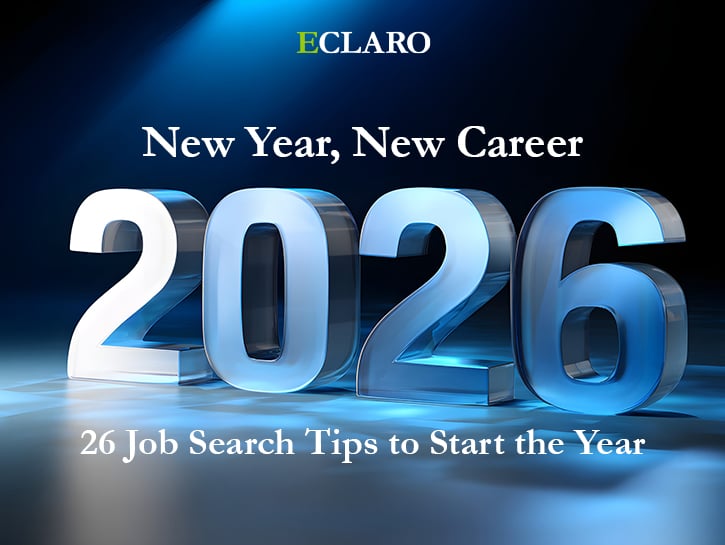 dark blue background with New Year, New Career 2026 26 Job Search Tips to Start the New Year text