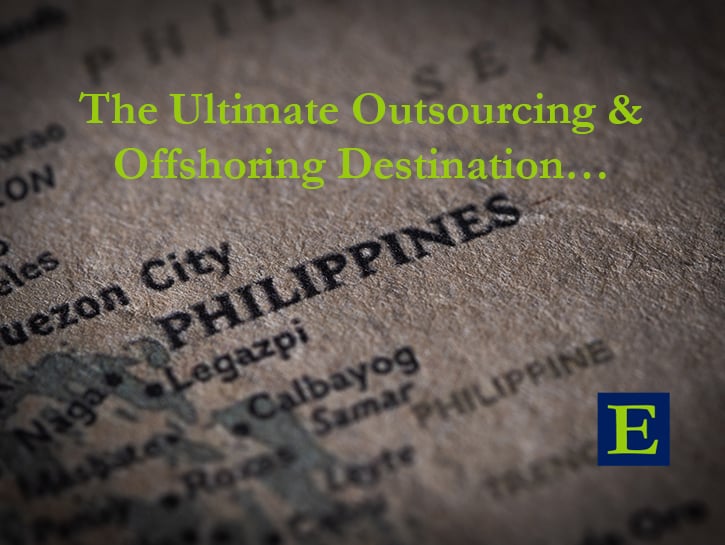 Philippines on map with The Ultimate Outsourcing & Offshoring Destination...