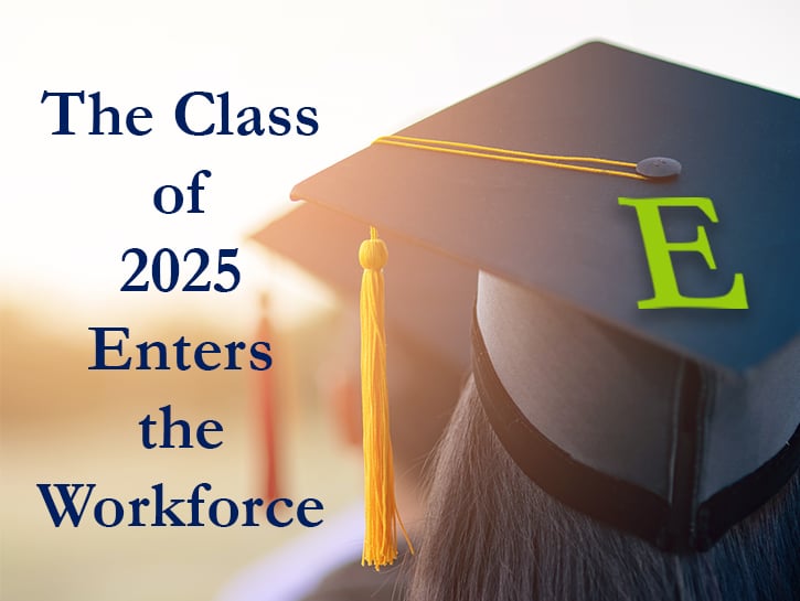 Graduation cap with ECLARO E and text the class of 2025 enters the workforce