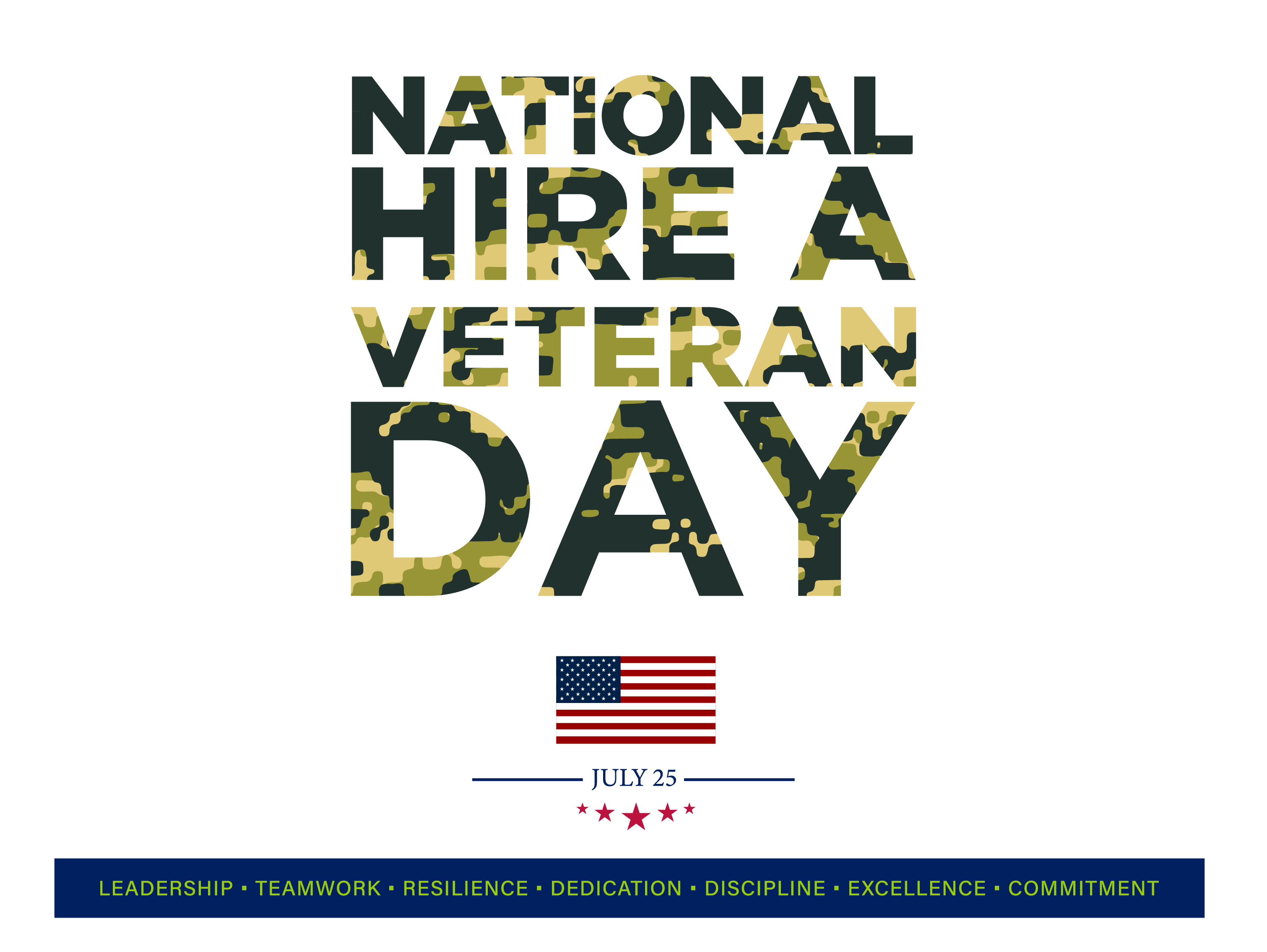 National Hire a Veteran Day with American Flag