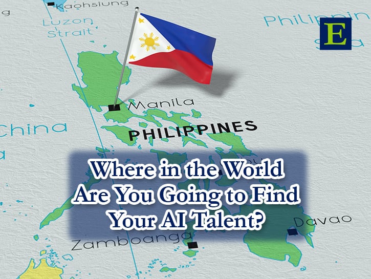 Philippines on map with flag and text Where in the World Are You Going to Find Your AI Talent