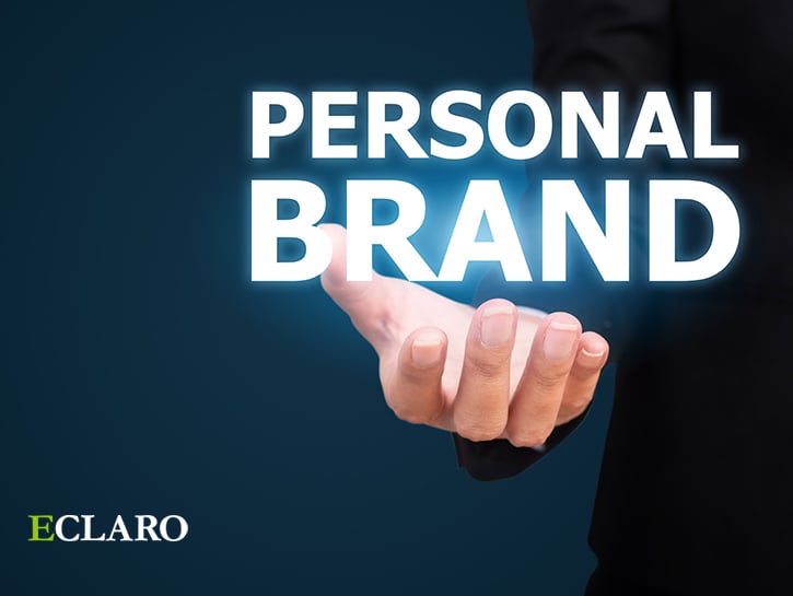 Professional hand under Personal Brand copy and ECALRO logo in left corner