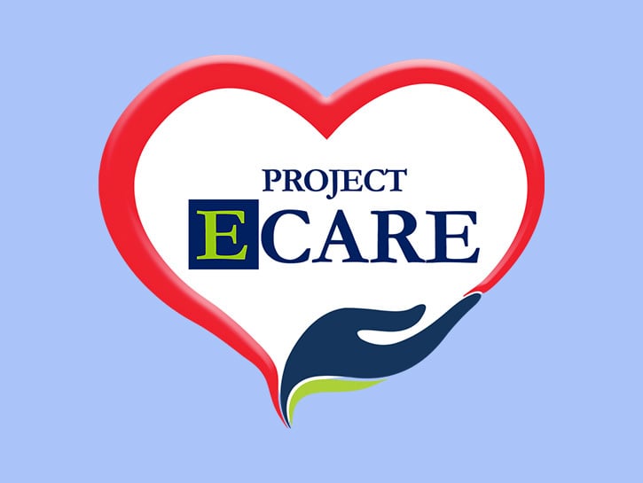 Project E-Care logo blue background