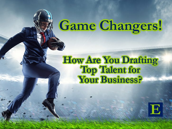 Man in business suit running with football and copy Game Changers How Are You Drafting Top Talent for Your Business and ECLARO E mark